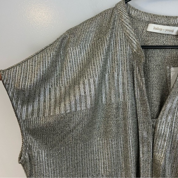 NWT Bishop + Young Blake Metallic Blouse From Anthropologie Size Medium - Picture 4 of 14
